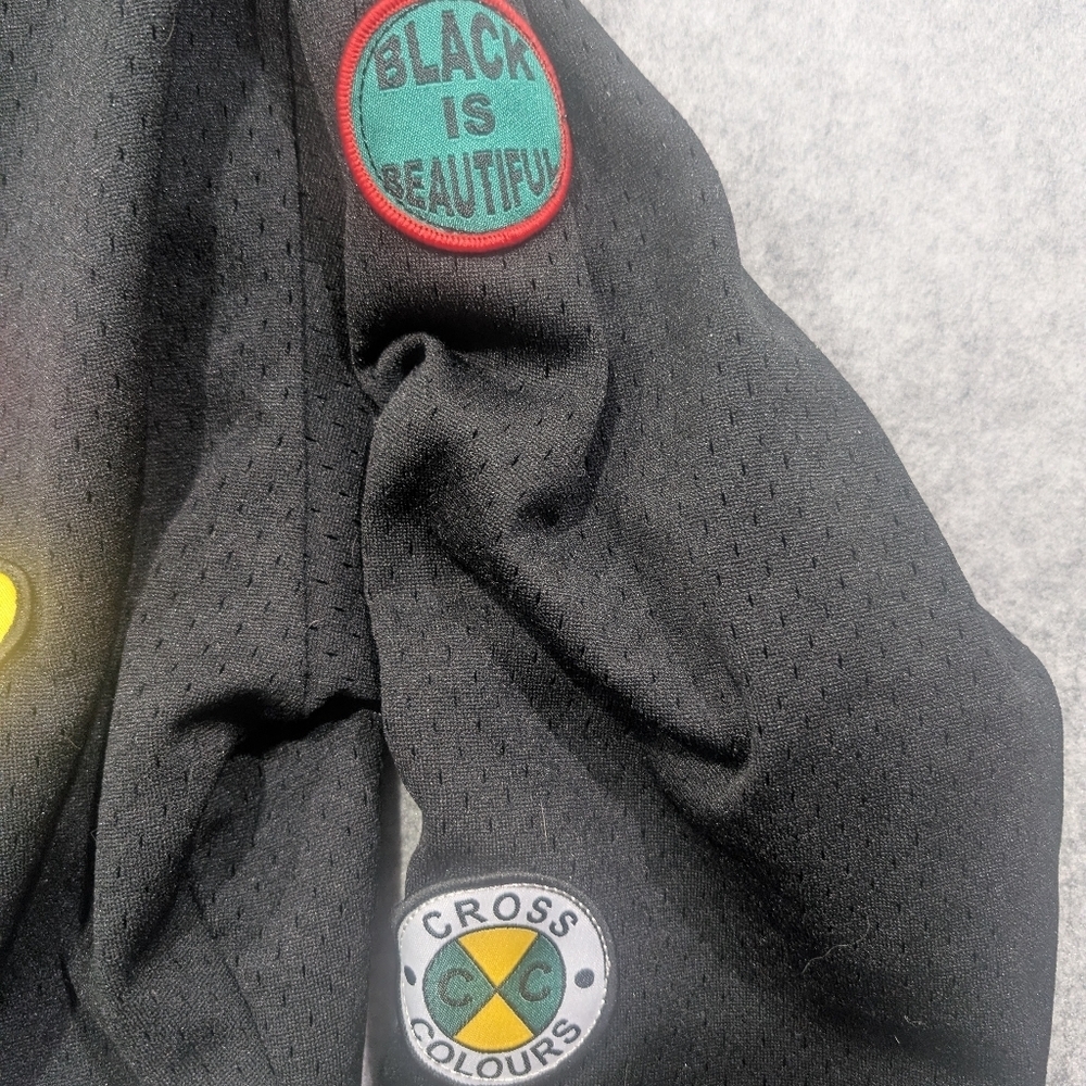 Cross Colors Colours Cropped Zip up Mesh Hoodie Streetwear Black Patches Medium - Picture 6 of 8